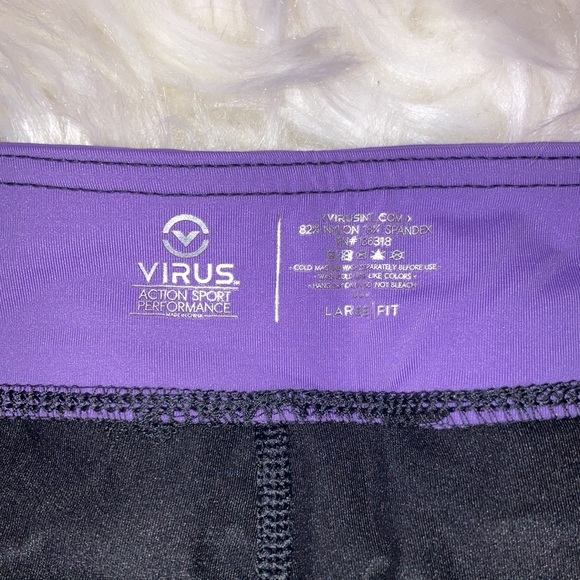 VIRUS Purple Black Compression Shorts L - Picture 3 of 8